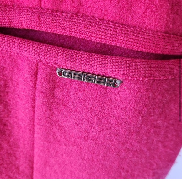 Vintage Geiger 100% Boiled Wool Pink Military Gold Button Long Line Sweater, 40 - Picture 6 of 12